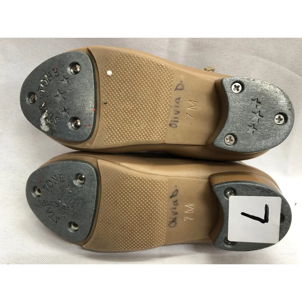 Pre-Owned Dance Tap Shoes Dancing Fair Child 7M Mary Jane Leather Buckle